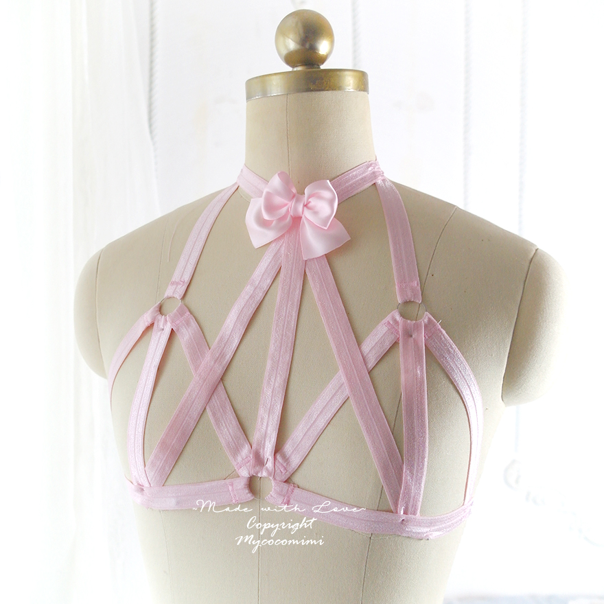 Pink body harness lingerie - Bondage Doll