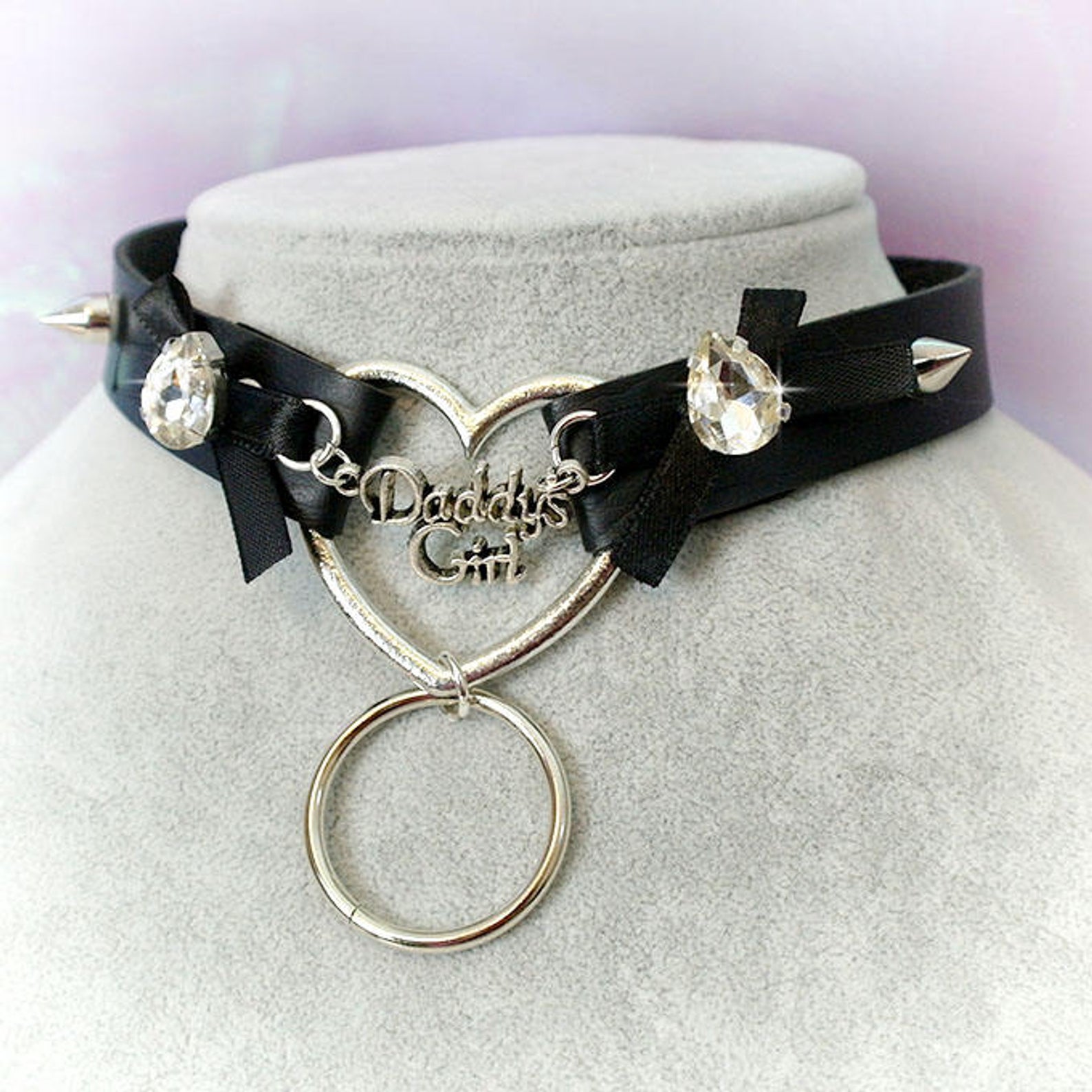 BDSM Daddys Girl Choker Necklace Black Faux Le