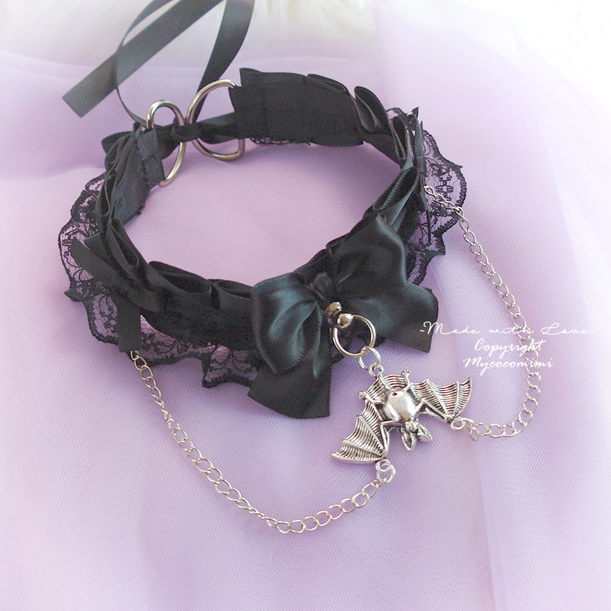 Black Satin Pleated Gold Stars O Ring Luxury Day Collar Choker Necklace Tug Proof Kitten Play Gear Jewelry pastel Romantic Princess
