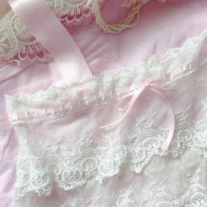 Romantic Fairy Sheer Light Beige Lace Baby Pink Bow Camisole Crop Tank ...