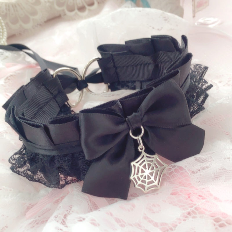 Kitten Pet Play Collar DDLG Choker Necklace Black Sa