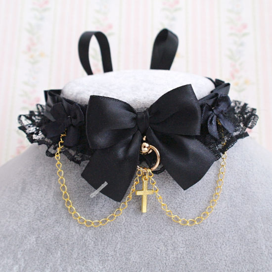 Kitten Collection White/Black Lace Choker main image 1