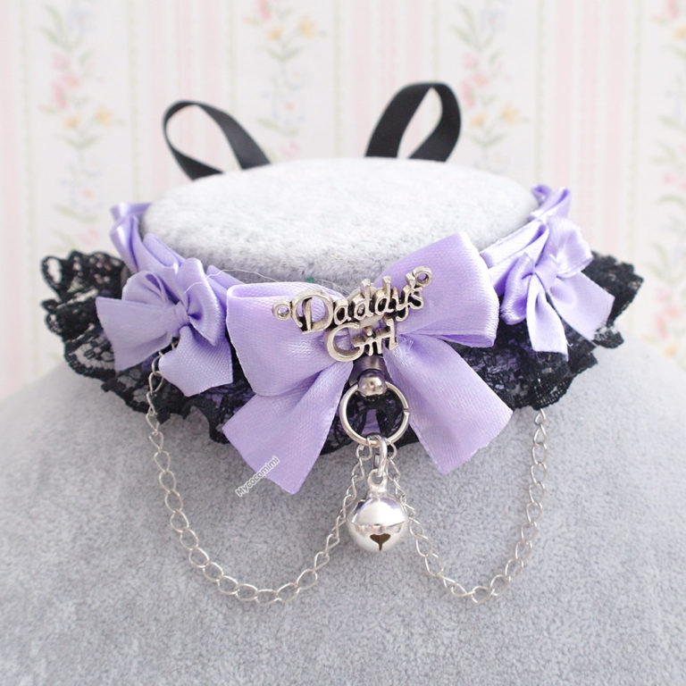 BABY Girl Choker Necklace Lace Light Blue Bow Bling Rhinestone neck