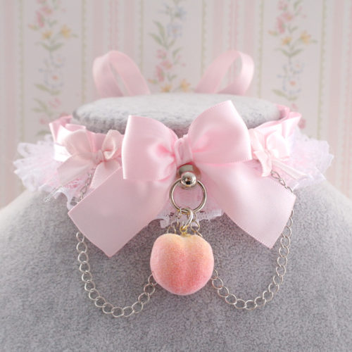Peach super cute miniature ,Kitten Pet Play Collar ,Princess DDLG ...