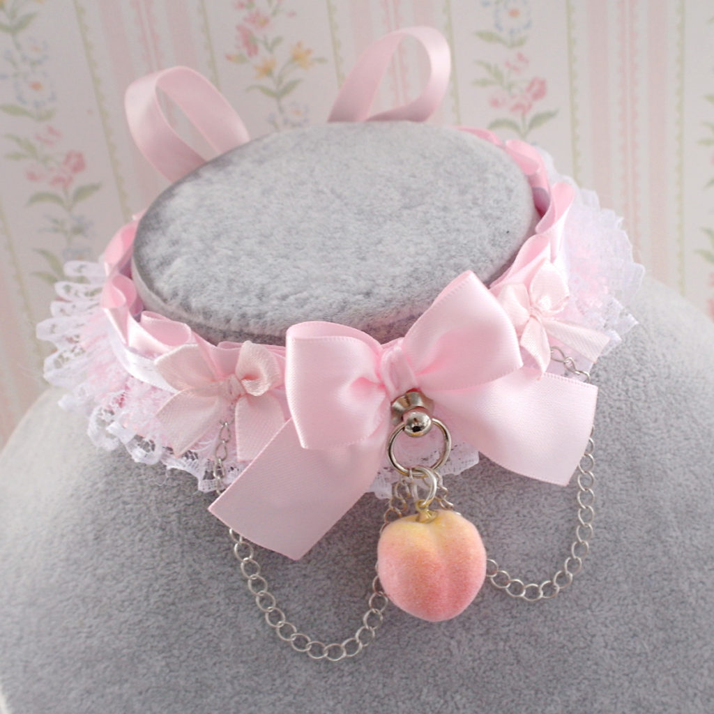 Peach super cute miniature ,Kitten Pet Play Collar ,Princess DDLG ...