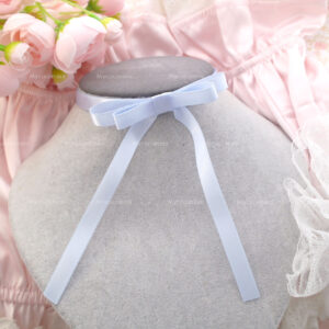 Coquette Baby Blue Satin Ribbon Long bow choker necklace , princess core soft girl aesthetic fairy core handmade jewellry