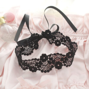 Rococo Style Black Lace Choker Necklace Collar Ribbon Tie Back , Victorian Style Jewelry Cute Gothic