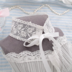 Romantic Floral White Lace Choker Necklace 4 cm Wide Collar , Ribbon Tie Closure , Gift for her , Victorian Style Fairy Core Jewelry