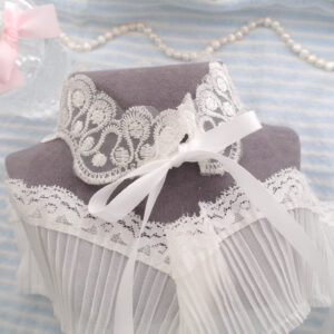 Pretty Sheer White Lace Choker Necklace , Satin tie bow closure , lace Collar romantic fairy core soft girl accessories