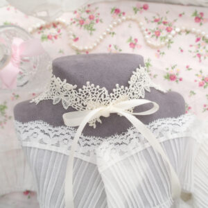 Coquette Style Beige Lace Choker Necklace Collar Ribbon Tie Back , Timeless Cute Fashion Jewelry , Gift for her