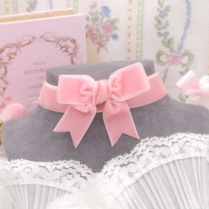 Coquette Blush pink velvet bow Choker Necklace , cute kawaii soft girl fairy core jewelry day collar, handmade, gift for her