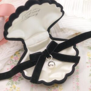 Black Velvet Bow Bell Choker Necklace , Kitten play Day collar Cute Fashion