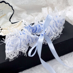 Dreamy White lace light blue bow choker necklace , neck collar , reversible , wedding bridal garter , tie closure , coquette accessries