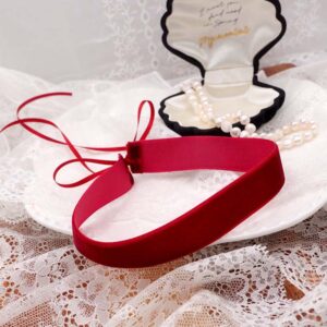 Simple Beautiful Burgundy Red Velvet Choker Necklace , Delicate Ribbon Tie Closure, Perfect for any occasion