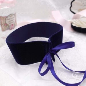 3.5 cm Wide Navy Blue Velvet Choker Necklace Collar , Simple Elegance Ribbon Tie Closure, Perfect for any occasion
