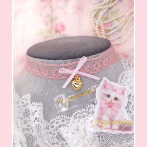 Coquette Little Gold heart Coral Pink Skinny Lace Choker Necklace , Pink Bow , Cute delicate jewelry soft girl core
