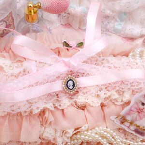 Baby Pink Lace lady head cameo charm choker necklace, Ribbon Tie Closure, Victorian Bridgerton Style, Soft Girl jewellery