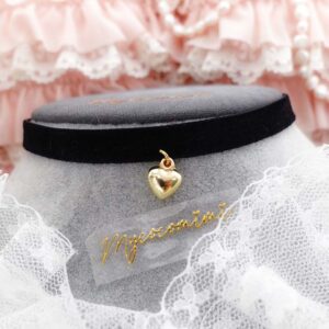 Little Gold Heart Black Velvet Choker Necklace , Skinny Collar, Simple Elegance Classic Jewellery, Gift for her