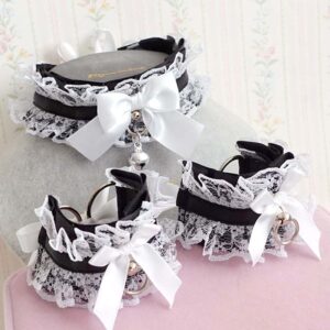 black and white lace collar and cuffs set lolita cosplay