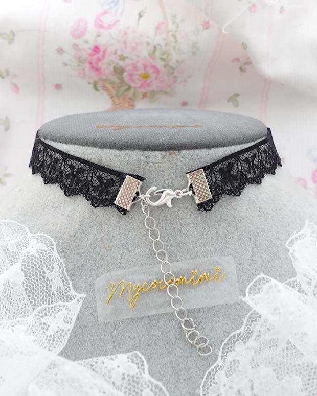 Elegance Black Lace Choker – Sheer Skinny Lace Necklace, Rococo Romantic Jewellery, Gothic Coquette Choker, Pretty Handmade Accessory - Image 3