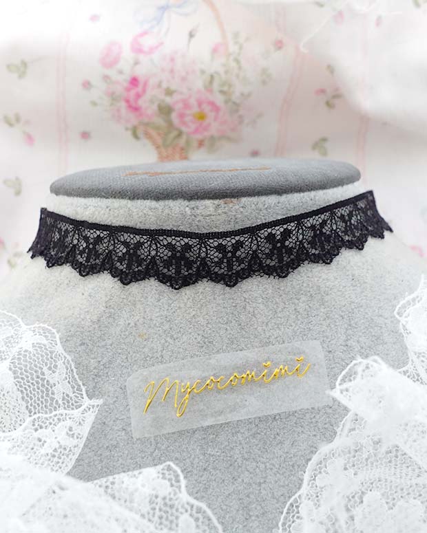 Elegance Black Lace Choker – Sheer Skinny Lace Necklace, Rococo Romantic Jewellery, Gothic Coquette Choker, Pretty Handmade Accessory - Image 4