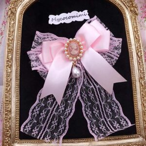 coquette pink bow hair clips victorian