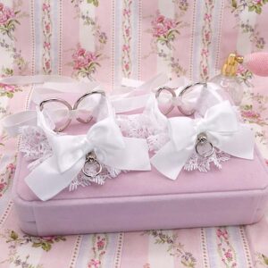 White Lace Cuffs 2 pcs Set, Kitten Pet Play Gear, Kawaii Pastel DDLG Wrist Cuffs, Cute Sub Accessories Anime Cosplay