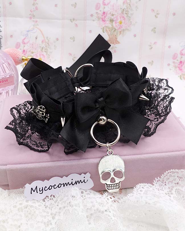 skull goth choker