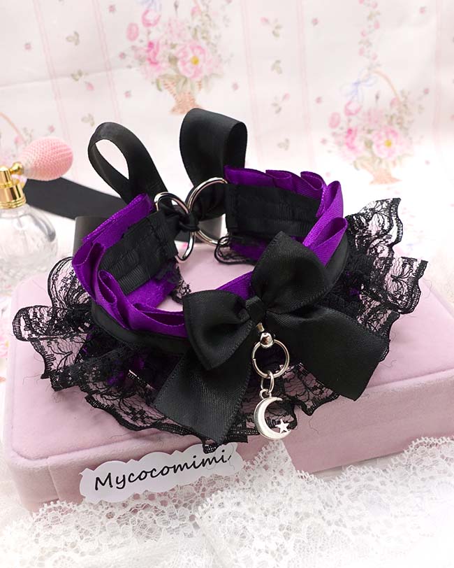 purple kitten play collar crescent moon