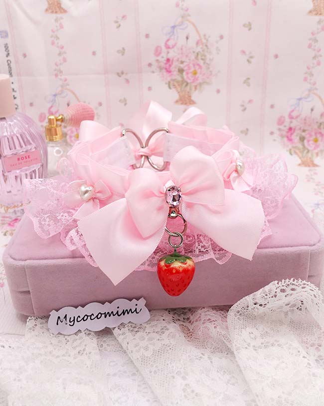 strawberry pink kitten play collar