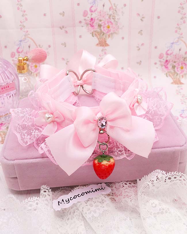 strawberry pink kitten play collar