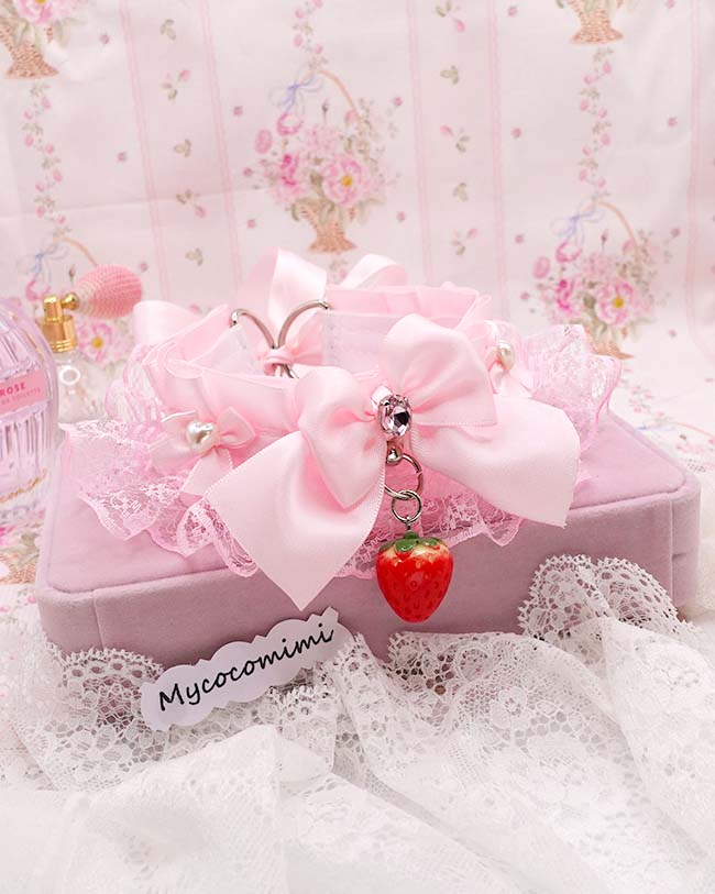 strawberry pink kitten play collar