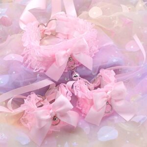 pink lace kitten play collar and cuffs set