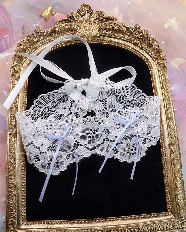 Mycocomimi.com white lace blue bow choker fairy core