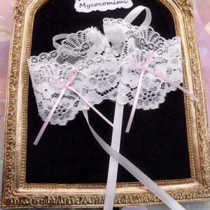 Mycocomimi.com white lace pink bow choker ballerina