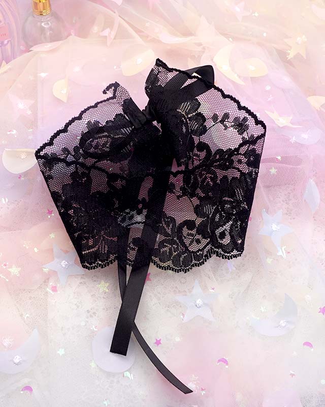 Black Wide Lace Choker, Gothic Victorian Collar Necklace, Floral Lace Ribbon Tie Bow Choker, Witchy Dark Academia Jewelry Gift for Her