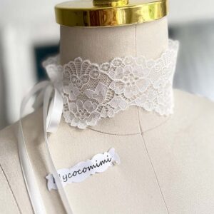Angelic White Wide Lace Choker, Angelic Bridal Collar Necklace, Victorian Rococo Ribbon Tie Jewelry, Minimalist Romantic Choker Gift for Her