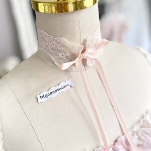 Blush Pink Lace Choker, Angelic Bridal Collar Necklace, Victorian Rococo Ribbon Tie Jewelry, Minimalist Romantic Choker Gift for Her