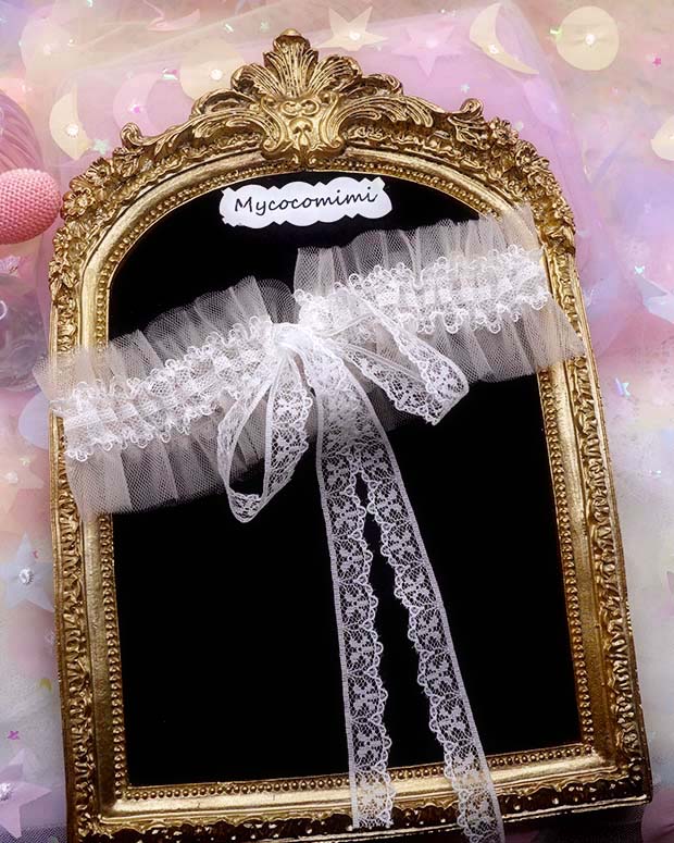 Beige Tulle White Lace Choker | Coquette Fairycore Ruffle
