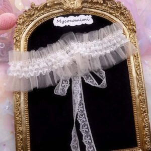 Beige Tulle White Lace Choker | Coquette Fairycore Ruffle