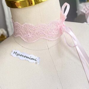 Blush Pink Lace Choker, Angelic Bridal Collar Necklace, Victorian Rococo Ribbon Tie Jewelry, Minimalist Romantic Choker Gift for Her